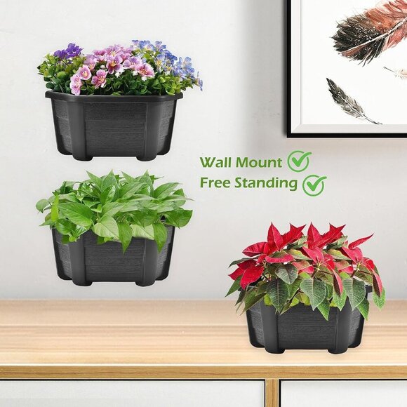 9.8 Inches Self Watering Wall Planters for Indoor Plants, Railing Planters Balco - Picture 6 of 9